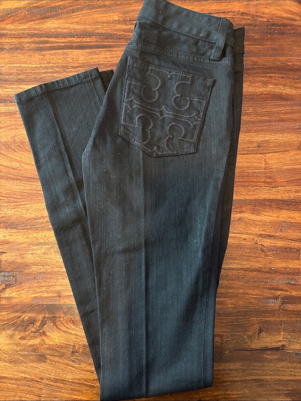 Tory Burch Black Women’s Jeans with Embroidered Back Pocket